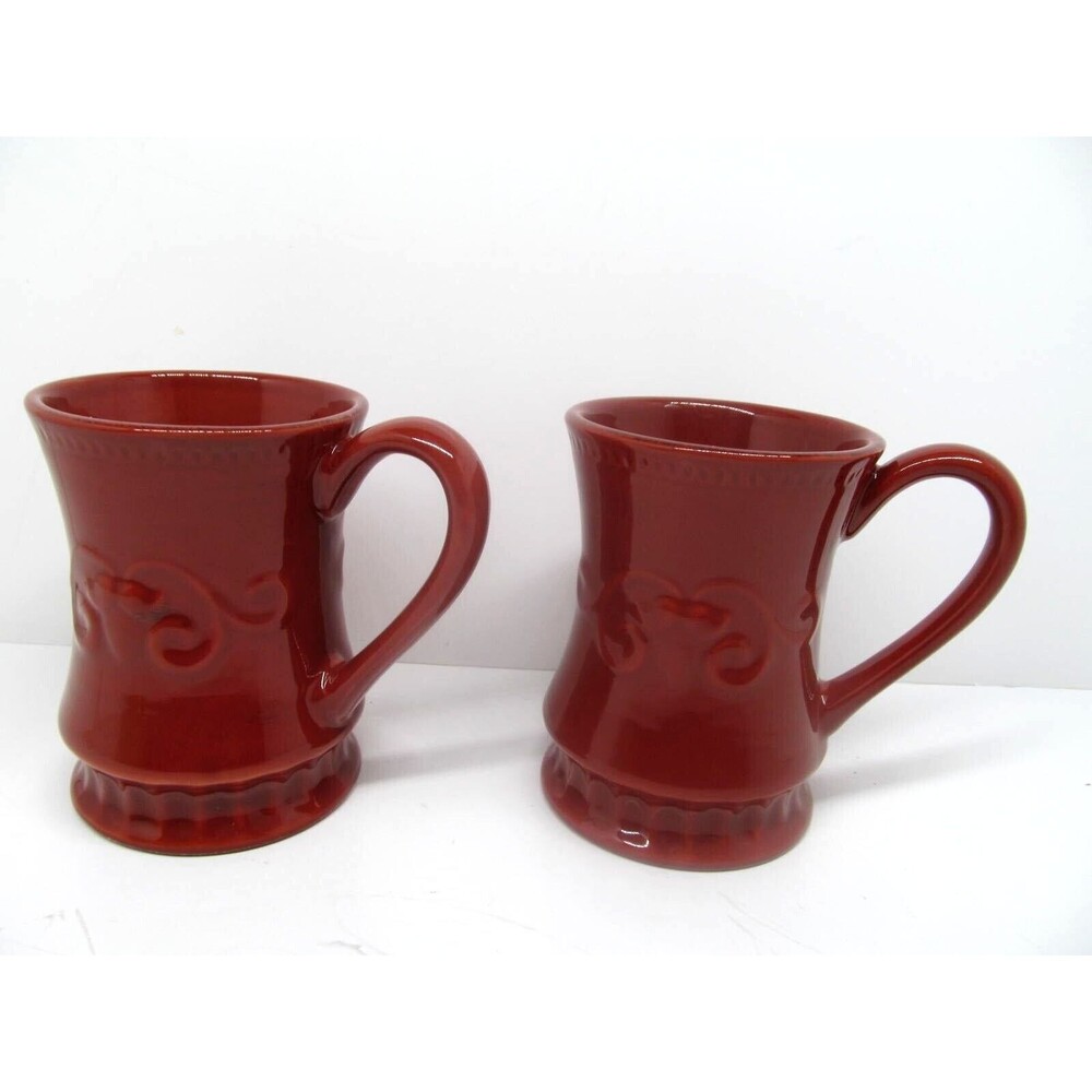 Demdaco Sapore 2004 Deb Hrabik Hand Painted  Brown Mugs  Set Of 2